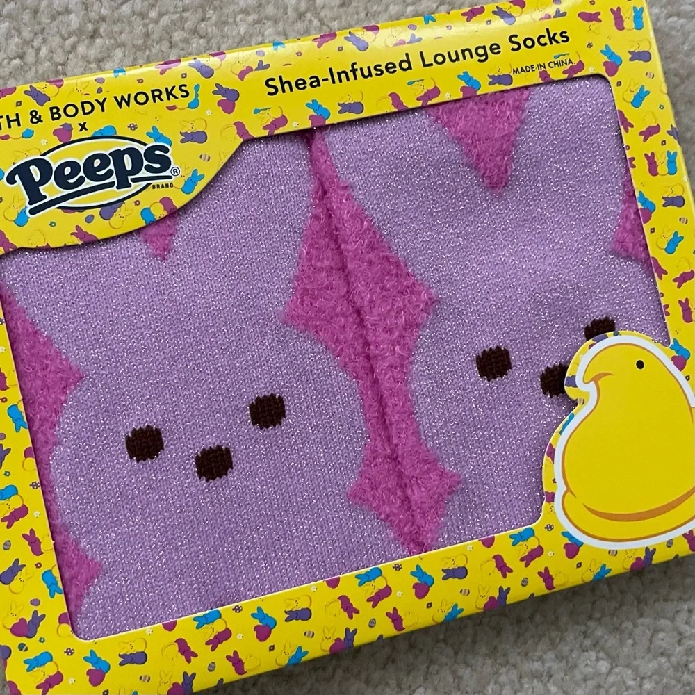 Bath & Body Works PEEPS Pink Marshmallow Bunny Shea-Infused Lounge Socks